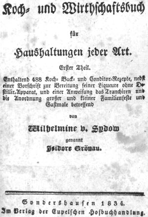 Kochbuch, Sydow, 1834