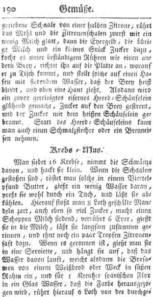 Krebsmus, Gemüse