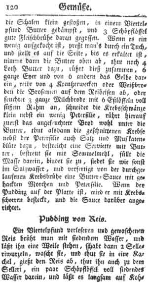 Pudding von Reis, Gemüse