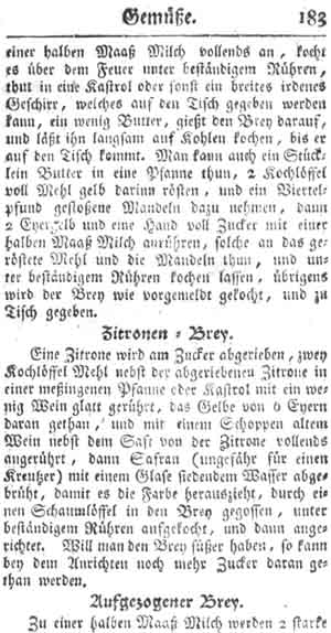 Zitronenbrei, Gemüse